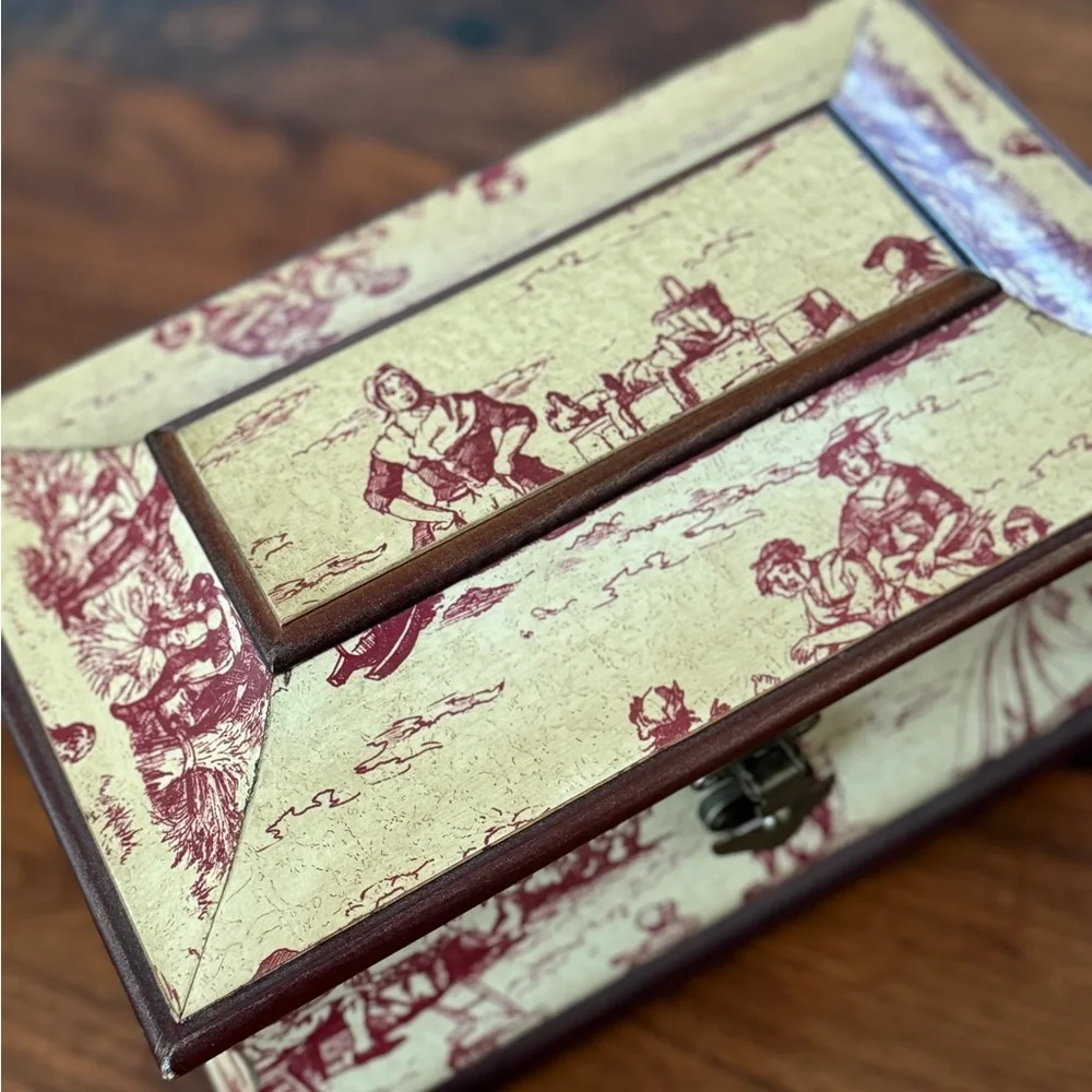 Old World Design, Red French  Vintage Style Treasure/Jewelry/Money Box